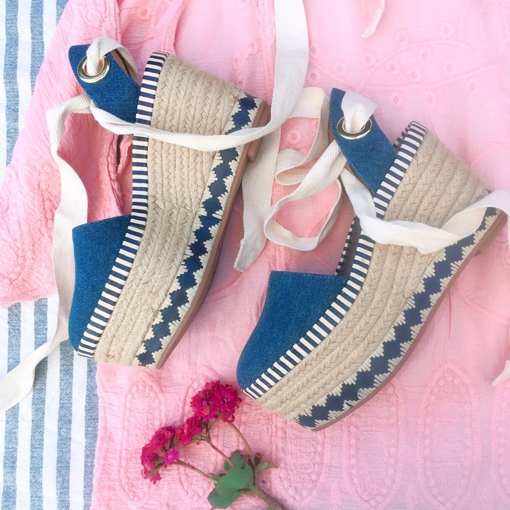 🆕 Tory Burch Denim Dandy Wedge - Picture 7 of 8